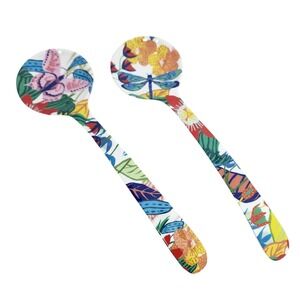 Anthropologie Spoon Serving Set Tropical Insect‎ Melamine Salad Tongs